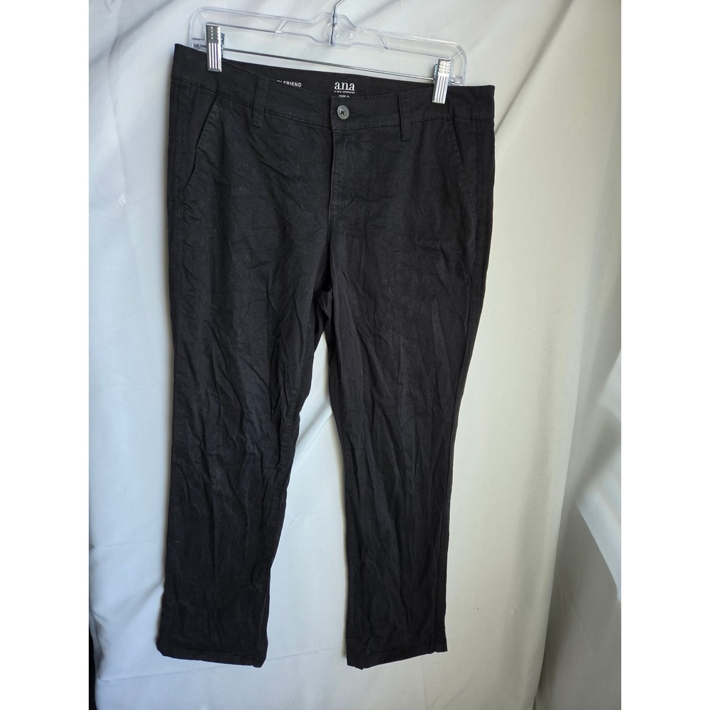 a.n.a Girlfriend Chino Pants Womens  Black Solid Relaxed Mid Rise Tapered